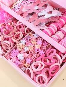 465pcs/Set Pink Butterfly & Flower Hair Accessories Set, Cute Hair Clips - Suitable For Girls And Women, Perfect For Dates, Parties, Back To School And Daily Wear - Multicolor - View 7