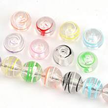 15pcs Decorative Acrylic Beads, Vibrant Cute Colorful Hand-Painted Transparent Round Straight Hole Uniform Size Unique Beaded Jewelry Making Accessories, Pendant Bracelet Necklace Set, Suitable For Vacation Casual Fashion Personalized DIY Handmade Crafts Materials - Multicolor - View 4