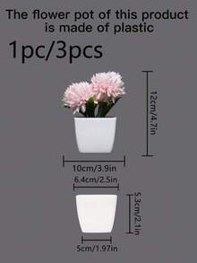 3/1pc Artificial Plant Ball Chrysanthemum Mini Potted Plant - Suitable For Indoor Office Desk Coffee Table Bathroom Bedroom Home Decor. Garden Flower Stand Decoration Ornament,Random Style Shipment,Christmas Decorations, Christmas Gifts - Baby Pink - View 6