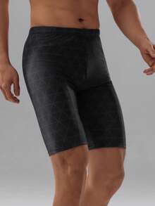 361degree New Men's Racing Bermuda Swim Trunks, Drawstring Waist, Breathable Quick-Dry High-Stretch Fabric, Letter Print Fashionable Design, Suitable For Hot Springs, Kayaking, Paddleboarding, Surfing, Rafting, Beach Volleyball, Teenagers, Adults, All Seasons - Black - View 14