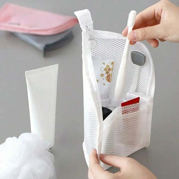 Portable Transparent Travel Makeup Bag, Standing Makeup Organizer Box, Suitable For Holidays, School Dorms, Vacation Travel, Essential Travel Accessory