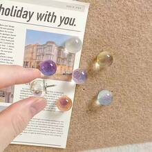 15Pcs/30Pcs Creative Transparent Glitter Ball Push Pins, INS Style Crystal Ball Shiny Thumbtacks, Suitable For Photo Wall Decoration, Felt Board Decoration, Cork Board Decoration, Bulletin Board Decoration - Random Color - View 2