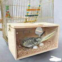 1PC Product, Random Color/Style Accessory, Outdoor Garden Decor Bird House, Transparent Visible Wooden Breeding Box For African Grey Parrot, Large/Medium/Small Bird Nest - A - View 3
