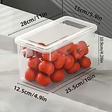 4pcs Refrigerator Storage Set With Handles, Including 4 Containers And 4 Lids. Durable Plastic Food Storage Containers, Suitable For Fruits, Meats, And Beverages. The Lightweight Design Helps Efficiently Organize Your Kitchen And Refrigerator - View 3