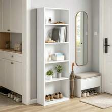 5-Shelf Bookcase With Adjustable Shelves, White - trắng - Xem 6