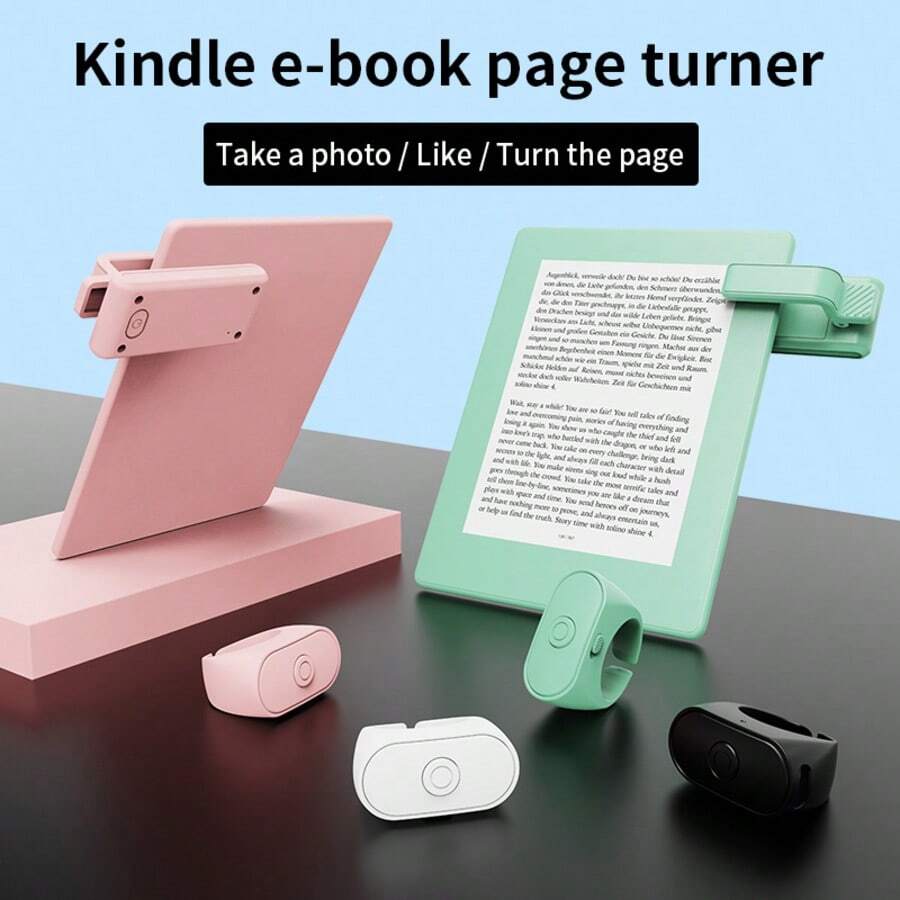 Kindle Page Turner, Compatible With Kindle Paperwhite/Oasis/Scribe, Bluetooth-Free Clip-On Kindle Remote, Tablet Camera Remote, Suitable For Kindle Paperwhite E-Reader - USB Rechargeable Hands-Free Controller, Compatible With Apple/Android Tablets - Slouchy Page Turner, Perfect For Reading And Photography - Multicolor - View 1