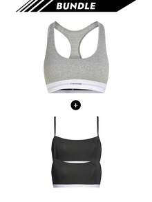 Calvin Klein [Bundle] Top Selling Women's Bras & Bralettes + Modern Cotton 2 Packs Women's Underwear Bralettes - Grey+Black - View 1