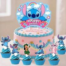 Hawaiian Stitch DIY Cake Decor Pack, Rainbow Happy Birthday Cake Topper, Assorted Character Cupcake Toppers, Lightweight Dessert Picks For Holiday Celebration Anime Fan Dessert Table Decor - Multicolor - View 3
