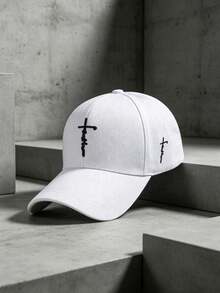 1pc European And American Style Washed Baseball Cap, Soft Top Vintage Baseball Cap, Solid Color Distressed Washed Denim Baseball Cap, Suitable For Daily Use, Gift For Friends - White - View 1