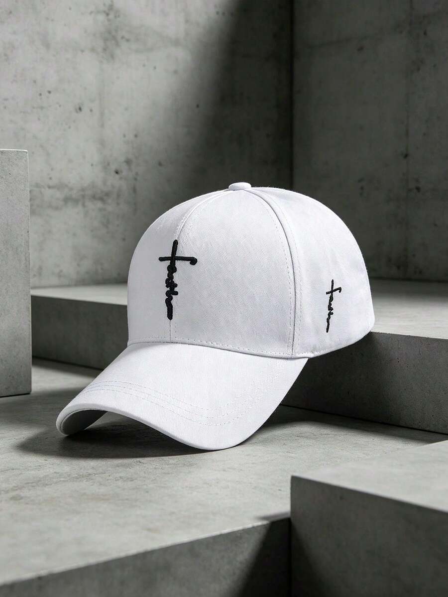 1pc European And American Style Washed Baseball Cap, Soft Top Vintage Baseball Cap, Solid Color Distressed Washed Denim Baseball Cap, Suitable For Daily Use, Gift For Friends - White - View 1