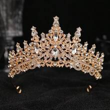 1 Stück Stück silberne Braut-Tiara mit komplettem Strassbesatz, Vintage-Kristall-Hochzeitskrone, elegantes Haaraccessoire für Schönheitswettbewerbe, Abschlussball und Partys - Verschiedenfarbig - Übersicht 9