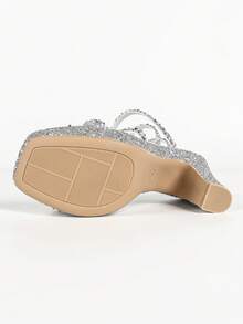 Fashion Rhinestone Spiral Sexy Party Women's Shoes - Silver - View 10