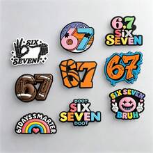 9pcs Number "67" Theme Charm Set, Shoe Charms, Suitable For Shoes, Bags, Bracelets - Detachable Creative Decoration - Ideal Gift For Sports Enthusiasts, Birthday, Christmas, Valentine's Day, Halloween, Cartoon Design - View 5