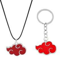 Anime Naruto Jewelry Set, Akatsuki Red Cloud Pendant Necklace Keychain, Sharingan Charms Beaded Bracelet, Cosplay Accessories Gift For Anime Fans - Multicolor - View 11
