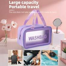 1/45pcs All-In-1 Makeup Tools Set, Soft Gradient Synthetic Brushes (Face Fan, Eye Lash), Purple Beauty Sponges, Triangle Finger Powder Puffs, Plush Hair Accessories, Silicone Cleaning Bowl, Wash Bag For Daily Use & Travel - Purple - View 10