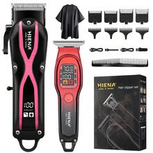 HIENA Juego de 2 piezas de cortadora de pelo profesional, juego de recortadora inalámbrica en forma de X en negro dorado & negro rosa, pantalla digital LED de batería, carga rápida Tipo-C, cuchillas de acero al carbono afiladas, 8 peines limitadores & juego completo de accesorios de capa de barbero, larga duración de batería para salón y hogar, corte de pelo degradado - Multicolor - Ver 2