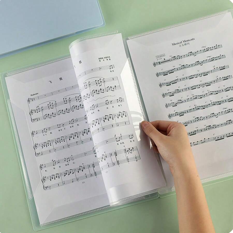 A4 Spiral Bound Waterproof PP Music Score Folder, 180° Flat Lay Double-Sided View Music Score Storage Organizer, Suitable For Piano Guitar Performers, Office School Stationery - Multicolor - View 1