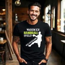 T-Shirt Joueur de Handball Jouant au Handball T-Shirt avec Slogan - Noir - Voir 1