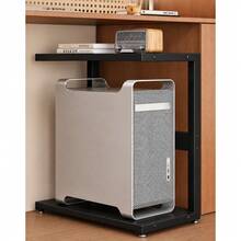 Computer Host Storage Rack, Office Universal Desktop Host Bracket, Floor-Standing Multi-Layer Printer Storage Rack - And Black - View 3