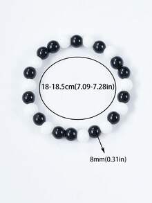 8mm 白色瓷玉與黑曜石強力保護手鍊，接地、吸收負能量，適合男女瑜伽珠寶禮物 - 黑白 - 查看 9