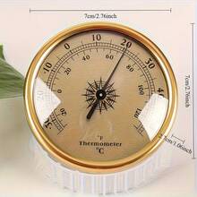 Gold Thermometer & Hygrometer, Fishing Enthusiast Outdoor Weather Barometer, Metal Material - Gold - View 6