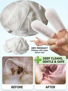 PETSIN Dog & Cat Ear Cleaning Pads, Suitable For Dogs And Cats, Pet Ear Cleaning Pads, Soft And Easy To Use, Specially Designed For Cats And Dogs, Fresh Breath, Removes Food Residue, Non-Irritating - White - View 2