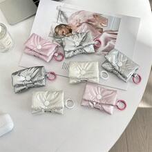 1pc Minimalist Solid Color Earphone Storage Bag, Small Square Coin Purse, Card Holder, Bluetooth Earphone Storage Bag With Halter, Women's Mini Pouch, Can Store Coins, Earphones, Keys And Other Small Items, Convenient For Carrying Out, Card Key Coin Purse Multifunctional Waterproof Portable Storage Bag, Holiday Gift (Without Pendant) - Multicolor - View 3