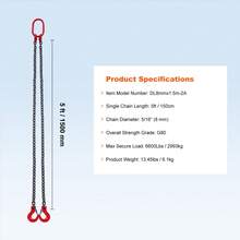 Chain Sling, 5/16 Inch X 5 Ft Lifting Chains With Hooks, G80 Engine Chain Hoist Lifts, 6600 Lbs/3 Ton Capacity Lifting Sling Chains For Engine Hoist, Engine Lift Chain With 2 Leg Grab Hooks - 5/16 Inch X 5 Ft, 6600 Lbs/3 Ton - View 11