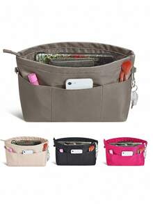 1 pieza Organizador de bolso de nailon, Bolsa de cosméticos/neceser con 13 bolsillos - Gris - Ver 1