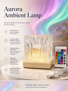 Geometric Square RGB Lamp, Aurora Or Water Ripple Style With Touch Control - Multi-color light - View 12