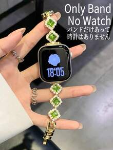 Compatible con Apple Watch Series S11/S10/S9/S8/S7/S6/S5/S4/S3/S2/S1/SE Ultra 3, 1 pieza Pulsera de metal plateada delgada para mujer, diseño de flor con circonita de strass, elegante y de moda, compatible con 38/40/41mm/42/44/45/46/49mm, accesorio de verano para mujer, fiesta de playa de verano, fiesta de baile, graduación, regalo de temporada de regreso a la escuela - Dorado - Ver 3