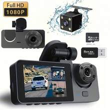 3-Channel 1080P Front And Rear Built-In Dash Cam, 3-Way Car Camera With 32GB Memory Card, Infrared Night Vision, 24/7 Parking Monitoring, G-Sensor, Loop Recording, Suitable For Cars And Trucks, 150mAh Battery Capacity - Dashcam - View 12