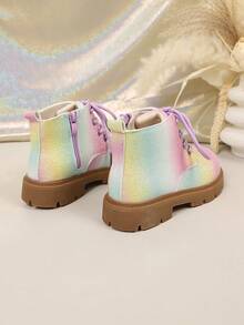 1 Pair Girls' Autumn/Winter Glitter Decor Minimalist Patchwork Fashion Boots, Suitable For Daily Wear And Party Outfits For Toddlers And Young Children - Multicolor - View 5