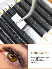 FOXYMEI 12 Rows New W-Shaped Eyelashes C/D/LU(M) Curl W-Shaped Lash Extensions YY/3D/4D/5D Imported Material Handmade Natural False Eyelashes 7-15mm Pre-Made Dense Fan Shape 0.07mm Thickness Lightweight Soft Automatic Blooming Salon Style - C - View 4