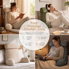 Adult Reading Pillow With Arms, Back Support Cushion For Bed, Detachable Washable Cover With Pocket, Ideal For Reading & Relaxing - Mint Blue - View 3