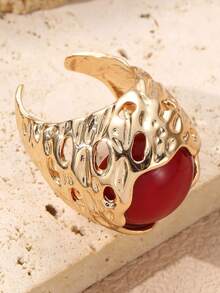 NAIZHU 1/4pcs Luxury Vintage Old Money Style Resin & Metal Rings For Women, Daily Wear, Date, Party Accessory - Multicolor - View 8