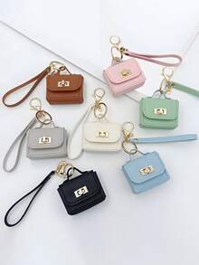 1pc PU Leather Mini Bag Keychain - Fashion Coin Purse With Gold Hardware, Compact Design, Suitable For Keys And Coins, Women's Keychain Bag Accessory - Multicolor - View 1