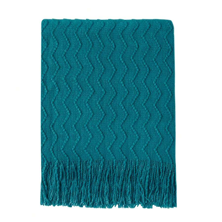 Spring/Summer Lightweight Breathable Air Conditioning Blanket, Knitted Soft All-Season Throw Blanket - Lake Blue - View 1