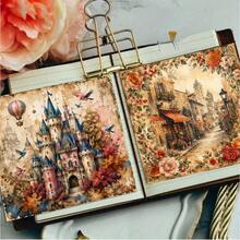 24pcs 6*6 Inch Vintage Magic Fairy Tale Castle Theme Scrapbook/Journal Paper, Suitable For Collage, Origami And Journaling Materials, DIY Paper, Handmade Scrapbook, Bullet Journal, Greeting Cards, Gift Wrapping - Square - View 7