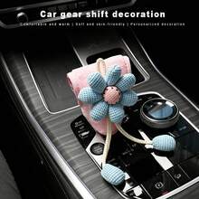 Cute Knitted Flower Car Interior Gear Shift Cover, Soft Plush Car Gear Lever Protector, All-Season Universal, Women's And Girls' Car Interior Decoration Accessory - Multicolor - View 6