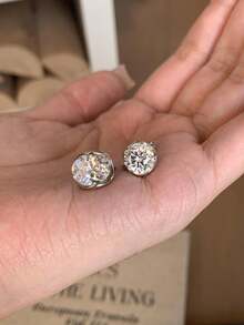 Women's Super Shiny Cubic Zirconia Geometric Earrings - White Gold Zirconia Stud Earrings - View 4