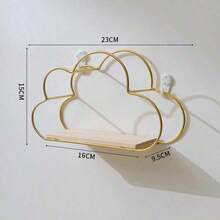 Estantería de pared sin taladro para habitación infantil, estante decorativo de hierro, organizador de almacenamiento montado en la pared para dormitorio - Dorado - Ver 7