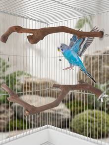 1pc Curved Grapevine Bird Perch, Asymmetrical Wooden Branch Bird Cage Accessory, Parrot/Lovebird/Small Parrot Claw Grinding Exercise Play Platform, Indoor Cage Decor, Pet Birthday Holiday Celebration Gift - A - View 5