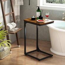 Set Of 2 C-Shaped Side Table, Bedside Table, Sofa Side Table, Coffee Table, With Metal Frame, Industrial, For Living Room, Bedroom, Rustic Brown And Black - 2Pcs - View 6