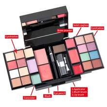 Cosmetics Set 16-Color Eyeshadow Palette, Lip Gloss, Contour Cream, Blush, Eyebrow Powder, Black Eyebrow Pencil, Brush Combination Set - Black - View 9