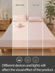 1pc Solid Color 25cm Deep Pocket Fitted Sheet, Soft Breathable Mattress Protector, Suitable For All Bed Sizes, Dorm Home Bedding Decor - Baby Pink - View 7