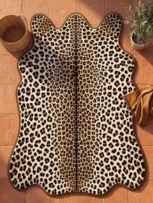 1 pieza Alfombra con forma de piel de leopardo, estilo de caza con manchas negras y crema, alfombra de piso novedosa, suave y de felpa, alfombra decorativa asimétrica, adecuada para dormitorio, sala de estar, entrada, uso interior, regalo de inauguración de casa, Navidad, amante de los animales, decoración del hogar - Multicolor - Ver 12