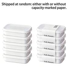 10 piezas Juego de recipientes reutilizables para almacenamiento de alimentos (5 recipientes + 5 tapas), cajas de almacenamiento para refrigerador, recipientes apilables para almacenamiento de alimentos en el congelador con tapas, adecuados para granos, carne, frutas y verduras, aplicables para lonchera, organización y almacenamiento de cocina - Multicolor - Ver 5