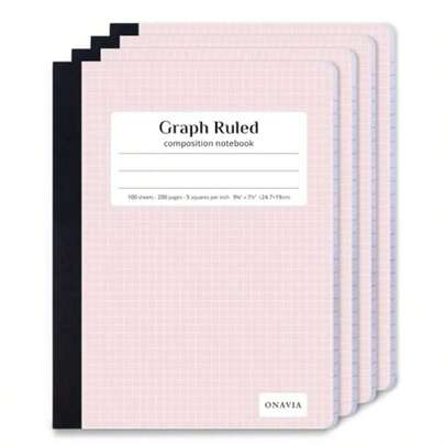 Pink Graph Composition Notebook 4 Pack, 5x5 Grid, 200 Pages 00 Ct, 9.75 X 7.5 In, Grid Paper Notebook, Squared Notebook, Graph Notebook, Math, Science, Engineering