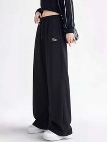 Nike New Women's Soft Knit Casual Mid-Rise Straight Leg Pants - Black - View 1